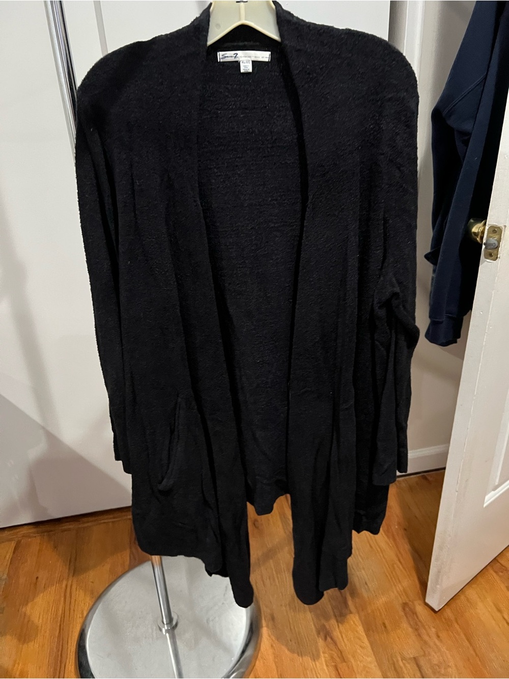 Seven7 Black Opener-Front Long Cardigan